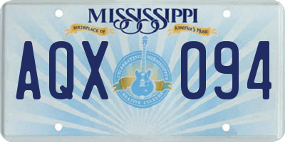 MS license plate AQX094