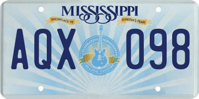 MS license plate AQX098