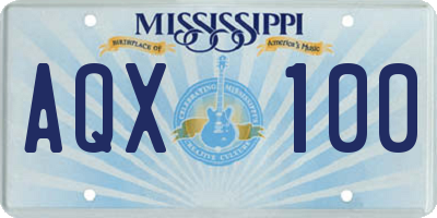 MS license plate AQX100