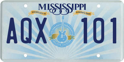 MS license plate AQX101