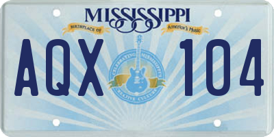 MS license plate AQX104