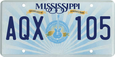 MS license plate AQX105
