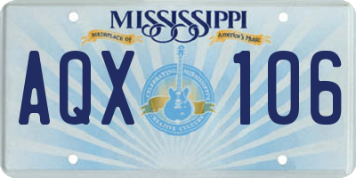 MS license plate AQX106