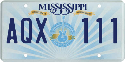 MS license plate AQX111