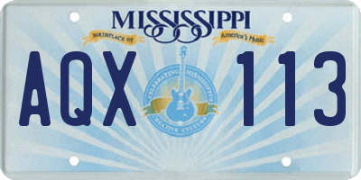 MS license plate AQX113