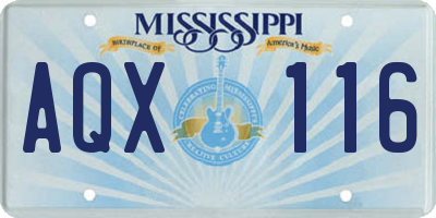MS license plate AQX116