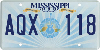 MS license plate AQX118