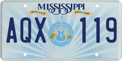 MS license plate AQX119