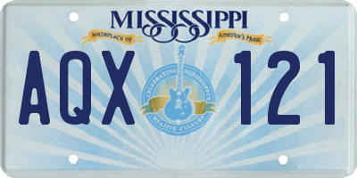 MS license plate AQX121