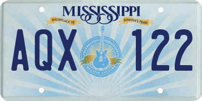 MS license plate AQX122