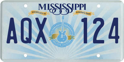 MS license plate AQX124