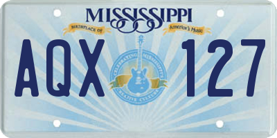 MS license plate AQX127