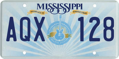 MS license plate AQX128