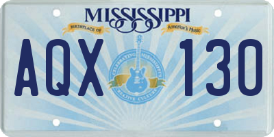 MS license plate AQX130