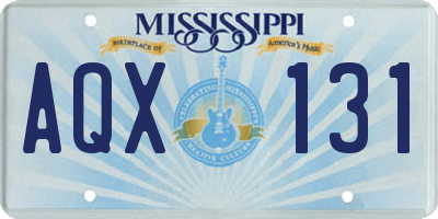 MS license plate AQX131
