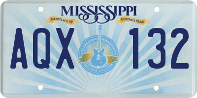 MS license plate AQX132