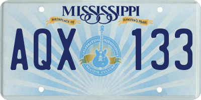 MS license plate AQX133