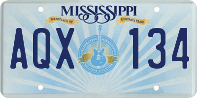 MS license plate AQX134