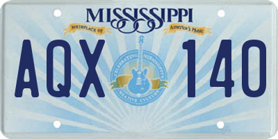 MS license plate AQX140