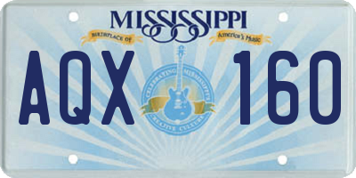 MS license plate AQX160