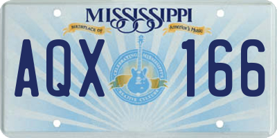 MS license plate AQX166