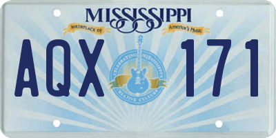 MS license plate AQX171