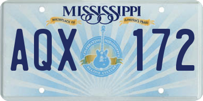 MS license plate AQX172