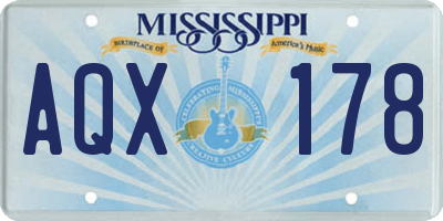 MS license plate AQX178