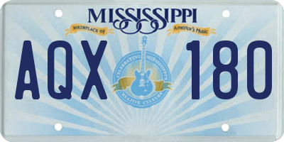 MS license plate AQX180