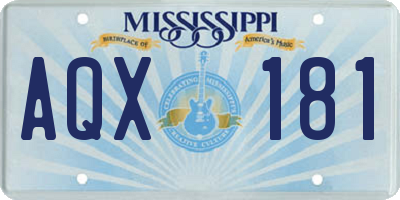 MS license plate AQX181