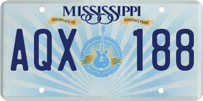 MS license plate AQX188