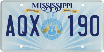 MS license plate AQX190
