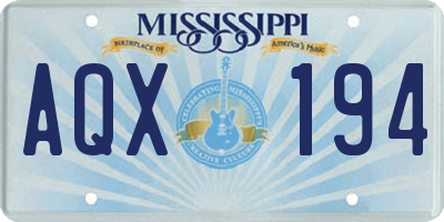 MS license plate AQX194