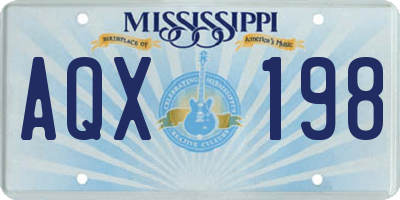 MS license plate AQX198