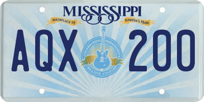 MS license plate AQX200