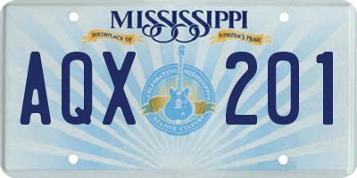MS license plate AQX201