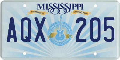 MS license plate AQX205