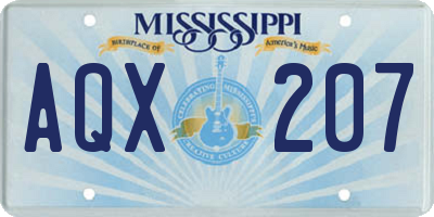 MS license plate AQX207