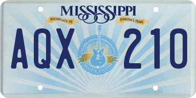MS license plate AQX210