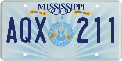 MS license plate AQX211