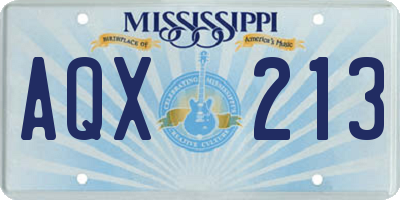 MS license plate AQX213