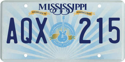 MS license plate AQX215