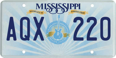 MS license plate AQX220
