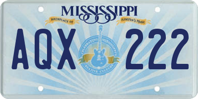 MS license plate AQX222