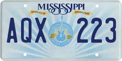 MS license plate AQX223