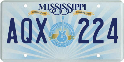 MS license plate AQX224