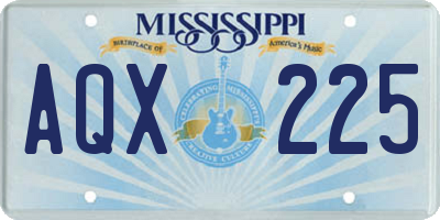 MS license plate AQX225