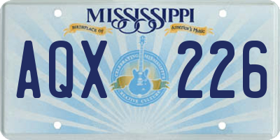 MS license plate AQX226