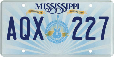 MS license plate AQX227
