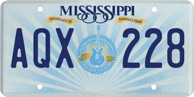 MS license plate AQX228